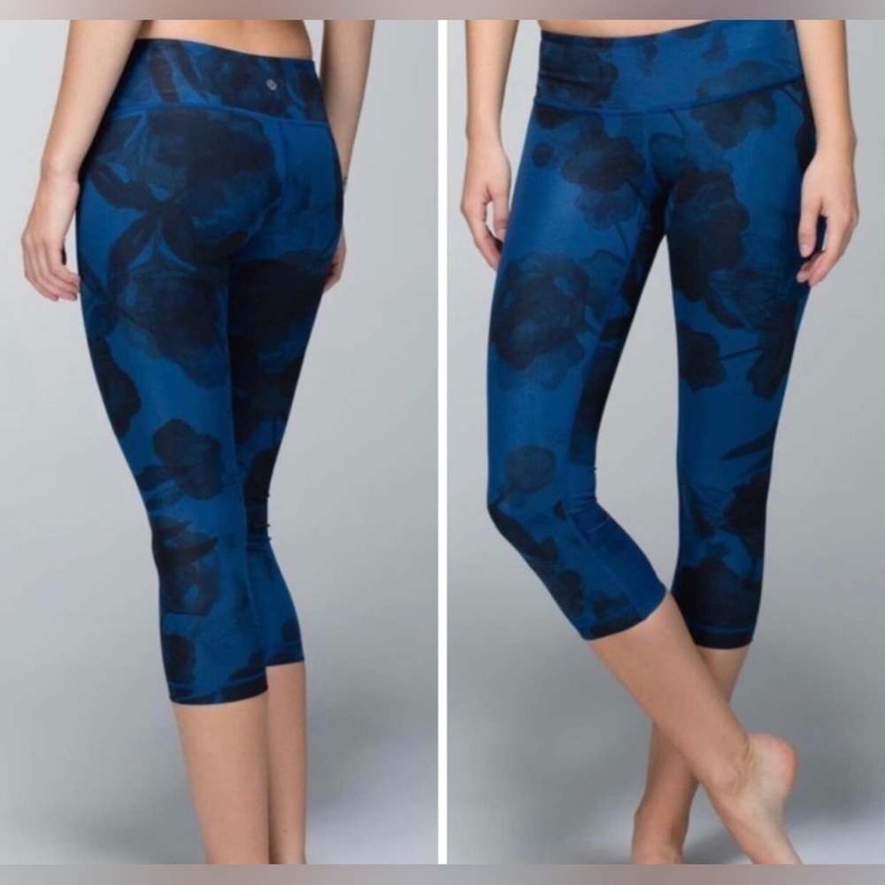 Lululemon Wunder Under Crop, Full-On Luxtreme, Jumbo Inky Floral Black Inkwell
